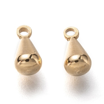 Brass Charms, Chain Extender Drop, Long-Lasting Plated, Teardrop, Real 24K Gold Plated, 7.5x4mm, Hole: 2mm