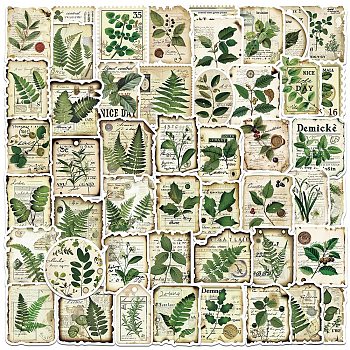 50Pcs Plant Label Self-Adhesive Stickers, for DIY Photo Album Diary Scrapbook Decoration, Green, 54-74x45-51x0.3mm