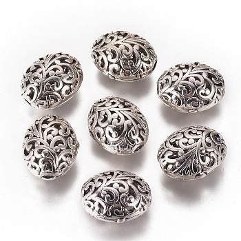 Tibetan Style Filigree Beads, Cadmium Free & Nickel Free & Lead Free, Oval, Antique Silver, 21x17x13mm, Hole: 3mm