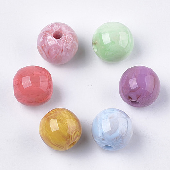 Resin Beads, Imitation Gemstone, Round, Mixed Color, 12mm, Hole: 2~2.5mm