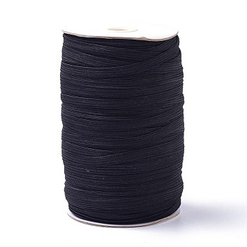 (Defective Closeout Sale: Spool Go Mouldy), Flat Elastic Band, Braided Stretch Strap Cord Roll for Sewing Crafting and Mask Making, Black, 8~8.5mm, about 100yards/roll(300 feet/roll)