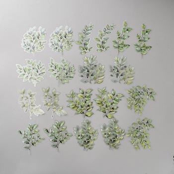 20Pcs Leaf PET Decorative Stickers, for DIY Scrapbooking, Green, 78~100x46~75x0.1mm, 2pcs/style