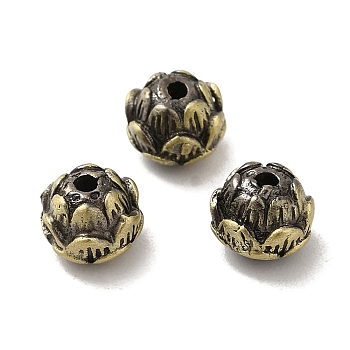 Tibetan Style Rack Plating Brass Beads, Long-Lasting Plated, Flower, Brushed Antique Bronze, 7x6mm, Hole: 1.5mm