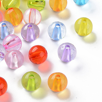 Transparent Acrylic Beads, Round, Mixed Color, 10x9mm, Hole: 2mm