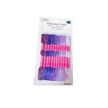 12 Skeins 12 Colors 6-Ply Polyester Embroidery Floss, Cross Stitch Threads, Gradient Color, Medium Purple, 0.4mm, about 8.75 Yards(8m)/Skein