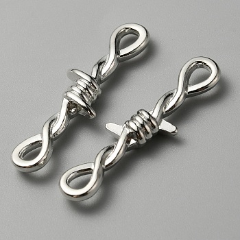 Alloy Connector Charms, Knot Links, Platinum, 34x10.5x4.5mm, Hole: 2.5x4mm