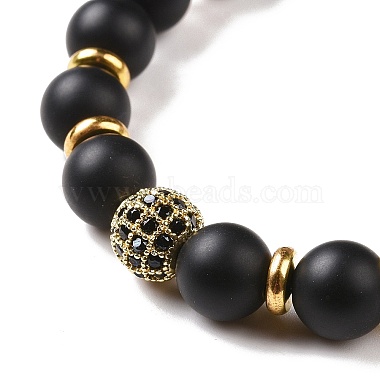 3Pcs Natural Black Agate(Dyed) and Coconut Beads Stretch Bracelets Set(BJEW-JB08933)-7