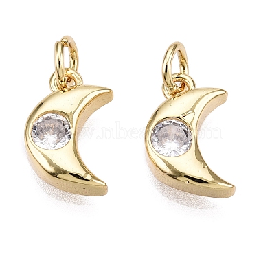 Golden Clear Moon Brass+Cubic Zirconia Charms