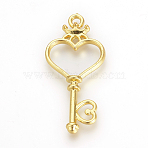 Tibetan Style Alloy Open Back Bezel Pendants, For DIY UV Resin, Epoxy Resin, Pressed Flower Jewelry, Heart Skeleton Key, Golden, 40x18.5x3.5mm, Hole: 2.5mm(X-TIBE-S308-22G)