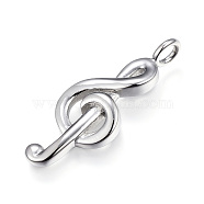 316 Surgical Stainless Steel Pendants, Musical Note, Stainless Steel Color, 37x13.5x6mm, Hole: 3.5mm(STAS-P112-05P)