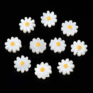 Natural Freshwater Shell Beads, with Enamel, Flower, Gold, 8x4mm, Hole: 0.8mm(SHEL-N003-20B-01)