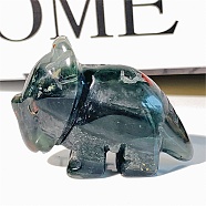 Natural Bloodstone Carved Healing Rhinoceros Figurines, Reiki Energy Stone Display Decorations, 48x34mm(PW-WG88972-02)