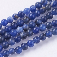 Natural Sodalite Beads Strands, Round, 4mm, Hole: 1mm, about 48pcs/strand, 7.6 inch(X-G-G515-4mm-07)