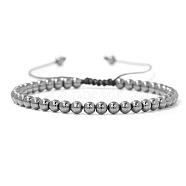 Adjustable women's Hematite Beaded bracelet, with simple and versatile hand-wove bead, Show in Picture(CN3407-50)