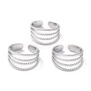 304 Stainless Steel Finger Rings, Cuff Rings, Long-Lasting Plated, Stainless Steel Color, US Size 7 1/4(17.5mm), 5~11mm(RJEW-L102-16P)