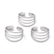 Tarnish Resistant 304 Stainless Steel Finger Rings, Cuff Rings, Long-Lasting Plated, Stainless Steel Color, US Size 7 1/4(17.5mm), 5~11mm(RJEW-L102-16P)