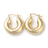 Donut Brass Hoop Earrings, Long-Lasting Plated, Lead Free & Cadmium Free, Real 18K Gold Plated, 34x32x8.5mm(EJEW-K247-08G)