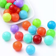 Fluorescence Chunky Acrylic Beads, Round, Mixed Color, 20mm, Hole: 2~3mm, about 105pcs/500g(MACR-R517-20mm-M)