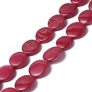 Spray Painted Natural Freshwater Shell Beads Strands, Flat Round, Red, 12.5x3mm, Hole: 1mm, about 32pcs/strand, 15.63 inch(39.7cm)(SHEL-C003-05B)