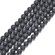Natural Black Agate Beads Strands, Round, Frosted, Black, 8mm, Hole: 1mm, about 48~50pcs/strand, 15~15.5 inch(X-G-H1617)