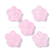 Baking Paint Glass Beads, Flower, Pearl Pink, 12.5x13x4.5mm, Hole: 1.2mm(GLAA-S202-06C)