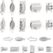 48 Sets 6 Styles 304 Stainless Steel Box Clasps, Multi-Strand Clasps, Mixed Shapes, Stainless Steel Color, 10.5~21x7~20x3~5mm, Hole: 1~1.4mm, 8 sets/style(STAS-CA0001-53)