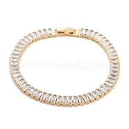 Brass Pave Clear Cubic Zirconia Rectangle Link Bracelets, Nickle Free, Long-Lasting Plated, Golden, 7-3/8 inch(18.8cm)(BJEW-YWC0002-11B-G)