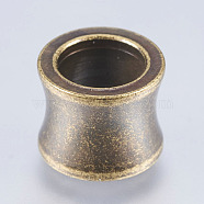 304 Stainless Steel Beads, Large Hole Beads,  Drum, Antique Bronze, 11x10x8mm, Hole: 6.5mm(STAS-I072-066AB)