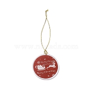 Christmas Theme Acrylic Pendant Decoration, Nylon Cord Hanging Decoration, Flat Round, Santa Claus, 190~205mm(HJEW-G021-01D)