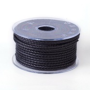 Braided Cowhide Cord, Leather Jewelry Cord, Jewelry DIY Making Material, Black, 3mm, about 10.93 yards(10m)/roll(WL-I003-3mm-C-05)