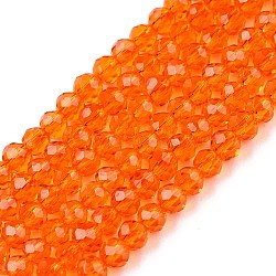 Glass Beads Strands, Faceted, Rondelle, Dark Orange, 2.5x1.5~2mm, Hole: 0.6~0.7mm, about 154~161Pcs/strand, 90~100 Strand/set(EGLA-T021-01J)