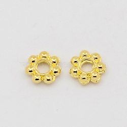 Tibetan Style Daisy Spacer Beads, Flower, Golden, 5x1.5mm, Hole: 2mm(TIBEB-E047-G)