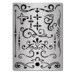 Custom Stainless Steel Cutting Dies Stencils, for DIY Scrapbooking/Photo Album, Decorative Embossing, Matte Platinum Color, Floral Pattern, 19x14cm(DIY-WH0289-006)