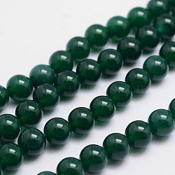 Round Natural Agate Bead Strands, Dyed, Dark Green, 8mm, Hole: 1mm, about 49pcs/strand, 15.74 inch(G-L419-83)