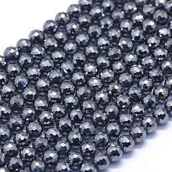 Terahertz Stone Beads Strands, Faceted, Round, 6mm, Hole: 0.8mm, about 65pcs/strand, 15.35 inch(39cm)(G-D0013-77C)