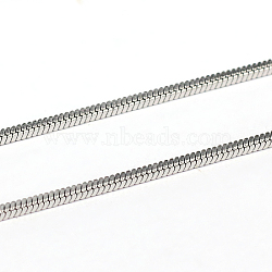 304 Stainless Steel Square Snake Chains, Soldered, Stainless Steel Color, 1.2mm(CHS-L001-165-1.2mm)
