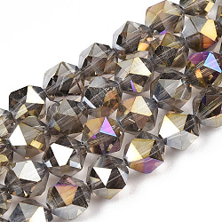 Electroplate Transparent Glass Beads Strands, AB Color Plated, Faceted, Round, Light Grey, 6x5.5x5.5mm, Hole: 1mm, about 100pcs/strand, 22.44 inch(57cm)(EGLA-T019-06K)