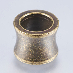 304 Stainless Steel Beads, Large Hole Beads,  Drum, Antique Bronze, 11x10x8mm, Hole: 6.5mm(STAS-I072-066AB)