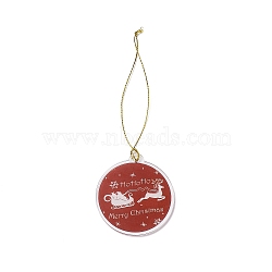 Christmas Theme Acrylic Pendant Decoration, Nylon Cord Hanging Decoration, Flat Round, Santa Claus, 190~205mm(HJEW-G021-01D)