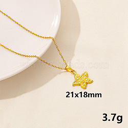 304 Stainless Steel Star Pendant Necklaces, Cable Chain Necklaces for Women(JQ3185-8)