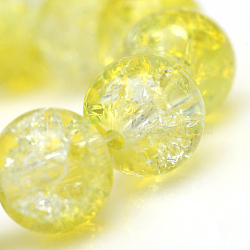 Baking Painted Crackle Glass Beads Strands, Round, Yellow, 6mm, Hole: 1.3~1.6mm, about 133pcs/strand, 31.4 inch(X-CCG-S001-6mm-04)