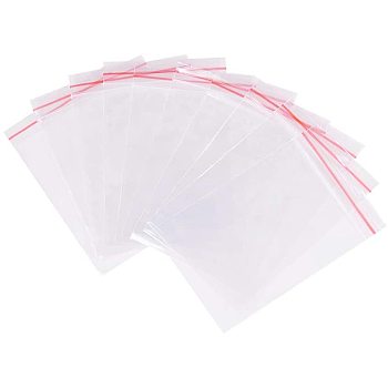 Rectangle Zip Lock Bags, Resealable Bags, Top Seal Thin, Clear, 12x8cm, Unilateral Thickness: 1.2 Mil(0.03mm), about 100pcs/bag