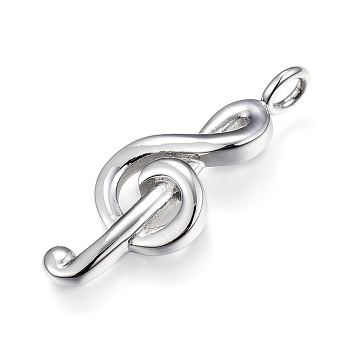 316 Surgical Stainless Steel Pendants, Musical Note, Stainless Steel Color, 37x13.5x6mm, Hole: 3.5mm
