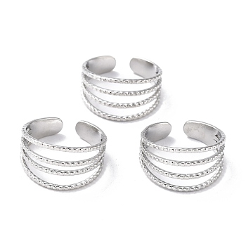 304 Stainless Steel Finger Rings, Cuff Rings, Long-Lasting Plated, Stainless Steel Color, US Size 7 1/4(17.5mm), 5~11mm