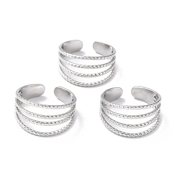 Tarnish Resistant 304 Stainless Steel Finger Rings, Cuff Rings, Long-Lasting Plated, Stainless Steel Color, US Size 7 1/4(17.5mm), 5~11mm