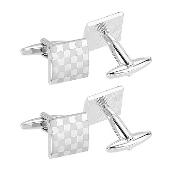 CHGCRAFT 2 Pairs Brass Cufflinks, Cufflink Finding Cabochon Settings for Apparel Accessories, Square, Platinum, 31mm