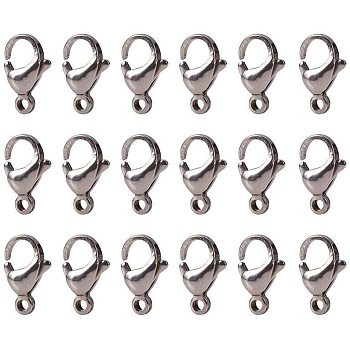 304 Stainless Steel Lobster Claw Clasps, Grade A, Stainless Steel Color, 8x13mm