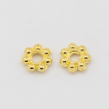 Tibetan Style Daisy Spacer Beads, Flower, Golden, 5x1.5mm, Hole: 2mm