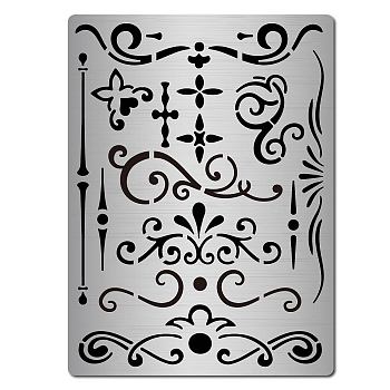 Custom Stainless Steel Cutting Dies Stencils, for DIY Scrapbooking/Photo Album, Decorative Embossing, Matte Platinum Color, Floral Pattern, 19x14cm