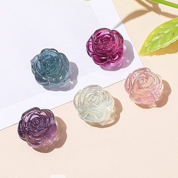 Natural Fluorite Carved Beads, Flower, 13x9mm